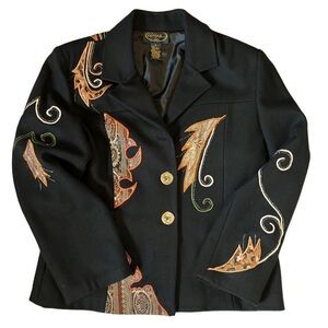 Vintage Alex Ku paisley patchwork beaded wool jacket